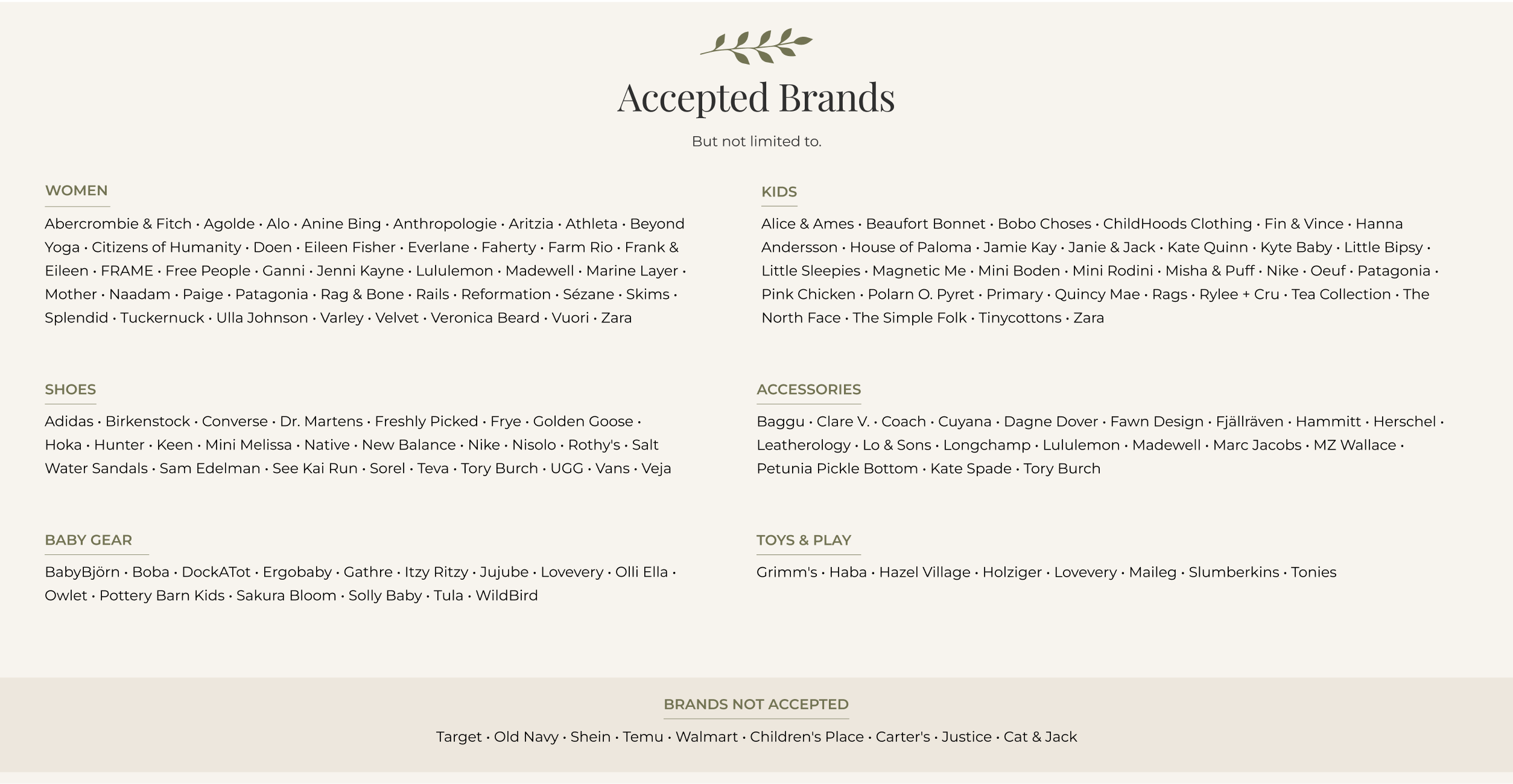 Accepted Brands